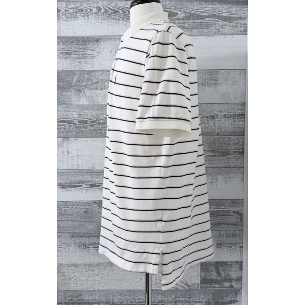Polo Ralph Lauren Polo Shirt Men's XL Striped Cream 100% Cotton Short Sleeve